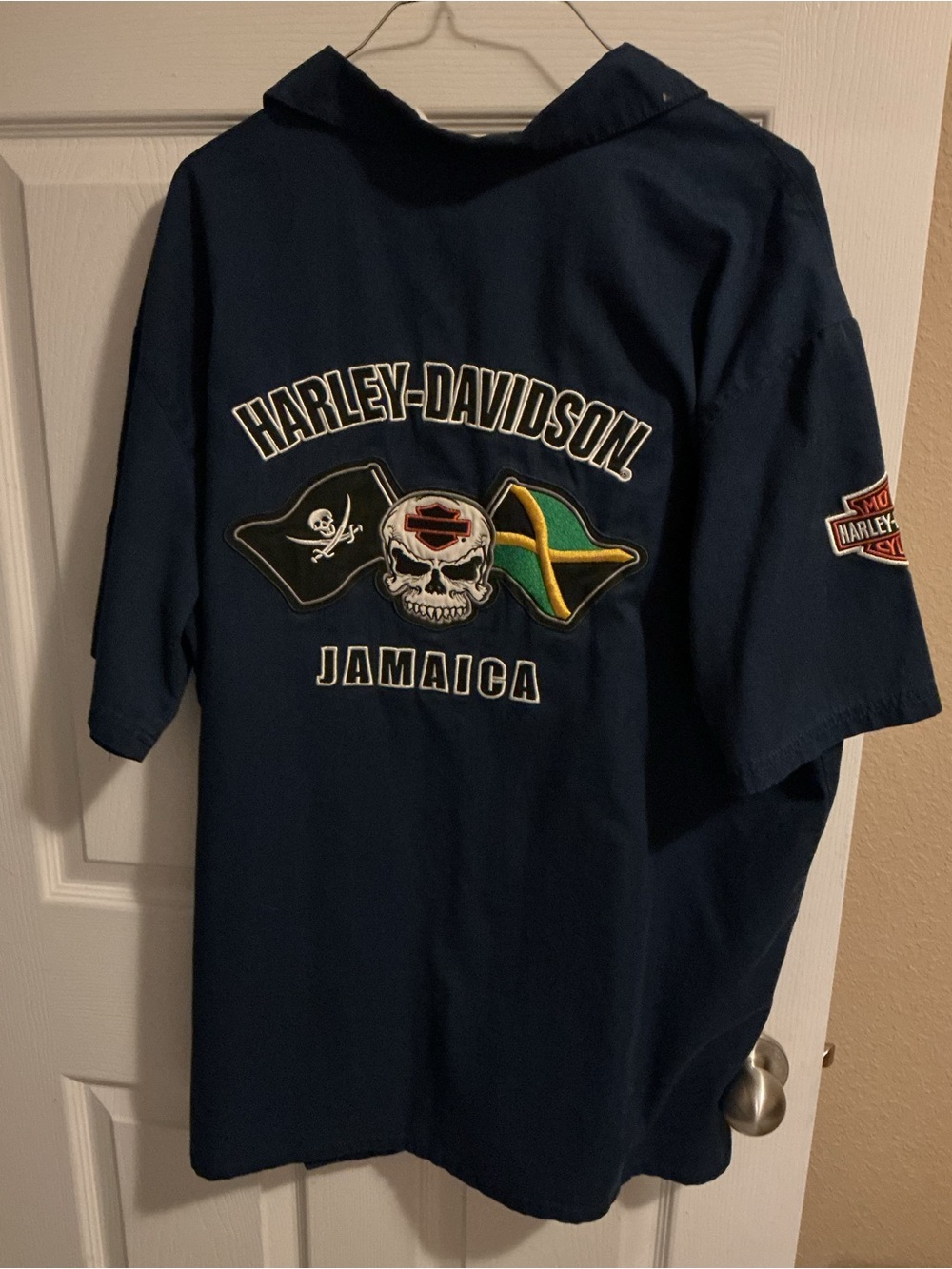 Harley-Davidson Navy Short-Sleeve Jamaica Skull Logo Shirt
